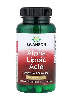 Альфа-ліпоєва кислота 600 мг без гмо для схуднення swanson alpha lipoic acid 600 mg 60 вегетаріанських капсул