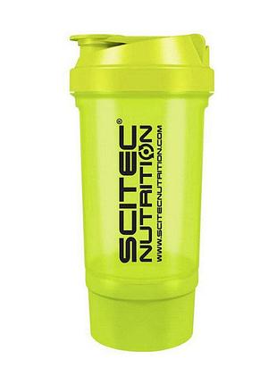 Шейкер для протеина с контейнером для порошка scitec nutrition shaker travel 500 мл зелёный