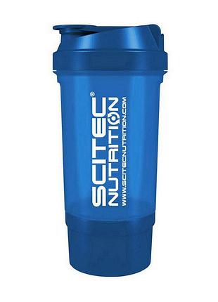 Шейкер для протеина с контейнером для порошка scitec nutrition shaker travel 500 мл синий