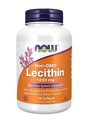 Лецитин соєвий 1200 мг без гмо для жінок, печінки і схуднення now lecithin 1200 mg 100 м'яких капсул