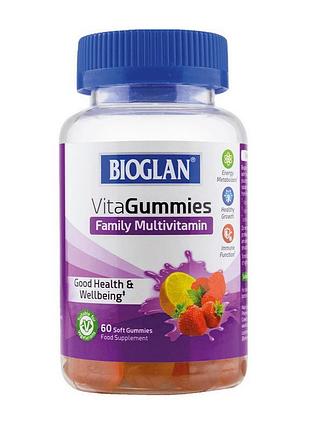 Мультивітаміни для дорослих і дітей від 4 років для імунітету bioglan vitagummies family multivitamin 60 жувальних цукерок