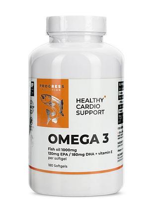 Омега-3 для волос, женщин, мужчин, суставов, сердца и мозга progress nutrition omega 3 + vitamin e 180 мягких капсул