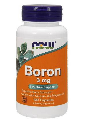 Бор (гліцинат) для кісток і чоловіків now boron 3 mg 100 капсул