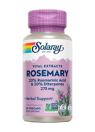 Екстракт розмарину 275 мг 20% розмаринової кислоти, без гмо solaray rosemary 275 mg 45 вегетаріанських капсул