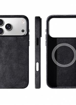 Чехол из алькантары с magsafe для apple iphone 17 pro - замшевый чехол-накладка (черный / black)