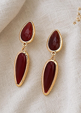Сережки женские бордовые
