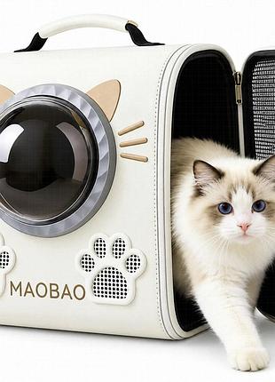 S-cat2 білий рюкзак-переноска для котів 36x24x40 см з віконцем та вентиляцією