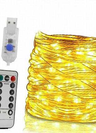 Гирлянда led usb rosa 2 м, 200 діодів, мідний дріт, з пультом керування xl-76-20