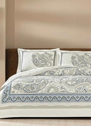 Постільна білизна євро сатин 100% бавовна 200×220 tac ivory blue блакитна