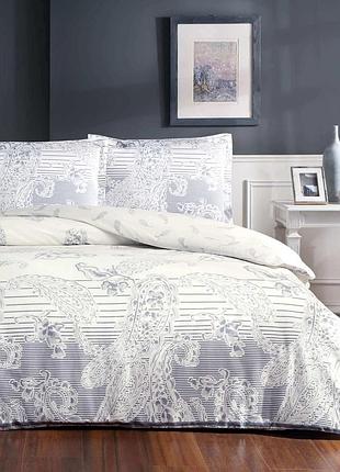 Постільна білизна євро сатин 100% бавовна 200×220 tac paisley indigo блакитна