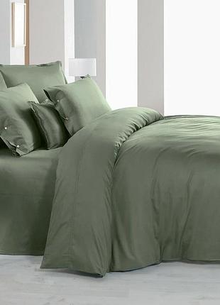 Постільна білизна євро сатин 100% бавовна 200×220 sarev monochrome smoke green зелена