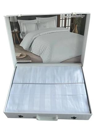 Постельное белье евро сатин жаккард 100% хлопок 200×220 maison d'or elegance white белое