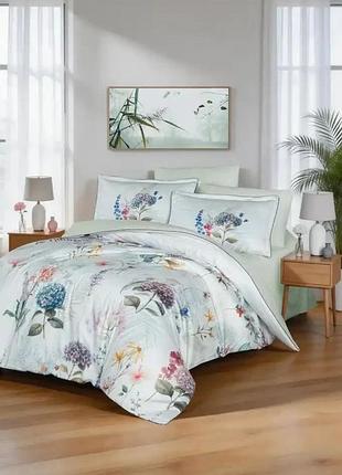 Постельное белье евро сатин 100% хлопок 200×220 veranor jumia мятное