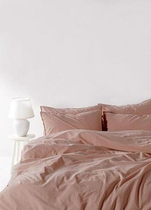 Постільна білизна євро варена бавовна 100% 200×220 limasso standart cameo brown рожева