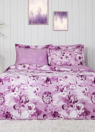 Постельное белье евро сатин 100% хлопок 200×220 tac vesta lilac лиловое