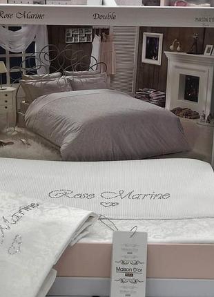 Постельное белье семейное 2 пододеяльника сатин 100% хлопок 160×220 maison d'or rose marine white белое