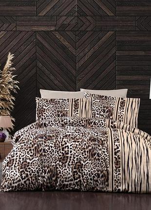 Постільна білизна полуторна сатин 100% бавовна 160×220 first choice leopard brown кавова