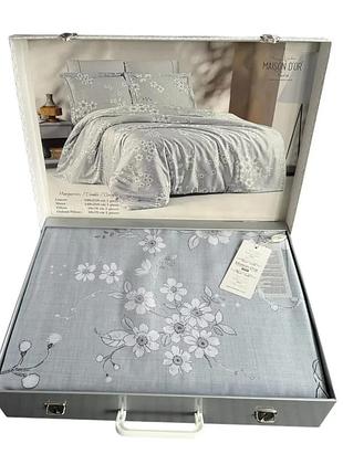 Постельное белье евро тенсел 100% тенсел 200×220 maison d'or marguerites grey серое