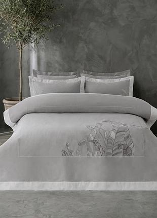 Постільна білизна євро сатин 100% бавовна 200×220 dantela vita feel grey сіра