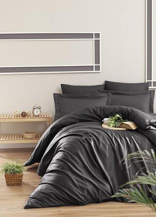 Постільна білизна сімейна 2 підковдри сатин 100% бавовна 160×220 first choice snazzy anthracite сіра
