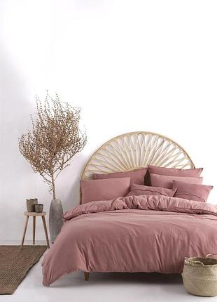Постільна білизна сімейна 2 підковдри варена бавовна 100% 160×220 limasso standart old rose рожева