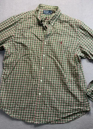 Polo ralph lauren рубашка зеленая в клетку slim fit xl мужской хлопок