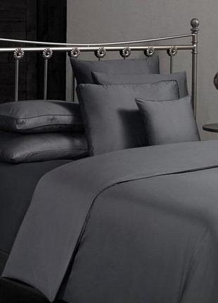 Постільна білизна євро сатин 100% бавовна 200×220 sarev sartoria dark grey сіра