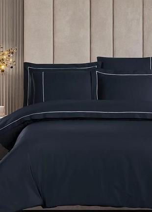 Постільна білизна євро сатин 100% бавовна 200×220 veranor osela navy blue синя