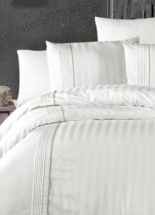 Постельное белье евро сатин 100% хлопок 200×220 first choice modalife white белое