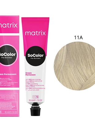 Крем-краска для волос matrix socolor pre-bonded 11a ультра светлый пепельный блондин, 90 мл
