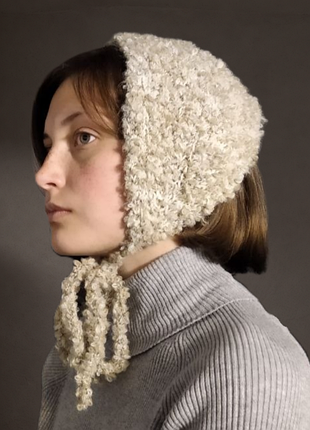 Чепчик бонетка bonnet цепец чепец букле пушистый мягкий осенний весенний демисезон