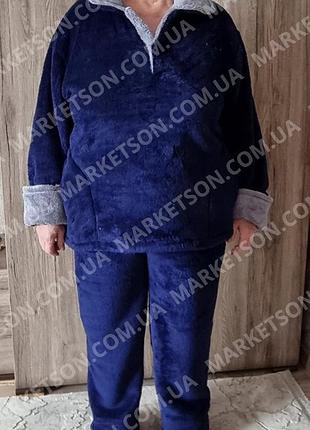Пижама мженская махровая теплая махровый домашний костюм 46-48,50-52,54-56,58-60 женский теплющий махровый домашний костюм 60