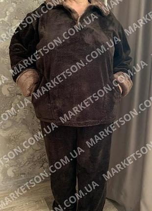 Піжама махрова тепла махровий махровий домашній костюм 46-48,50-52,54-56,58-60 жіночий махровий домашній костюм