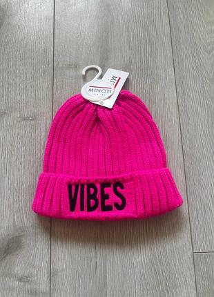 Дитяча рожева демісезонна шапка для дівчинки minoti "vibes", на вік 3-5 років 48-52см