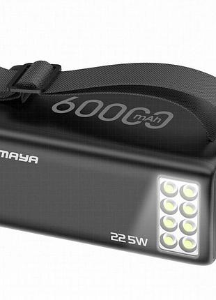 Портативний зп power bank amaya f600l pd22.5w flashlight 60000 mah black