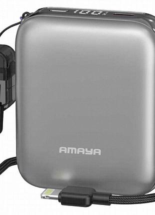 Портативний зп power bank amaya f001c pd20w with cable 10000 mah gun gray