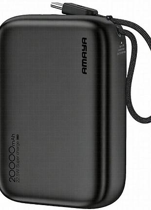 Портативний зп power bank amaya f235c pd22.5w with cable 20000 mah black