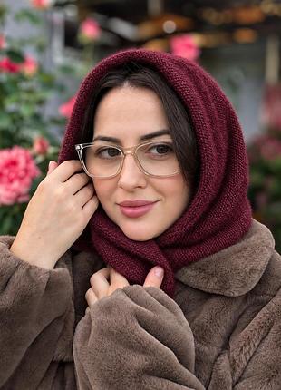 Капюшон капор утепленный на кнопках с флисом seline бордовый