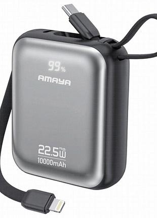 Портативний зп power bank amaya f139c pd22.5w with cable 10000 mah black