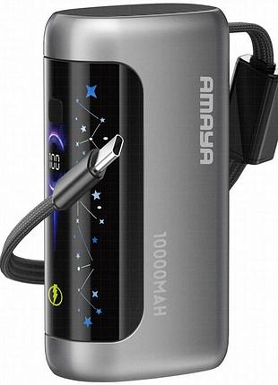 Портативний зп power bank amaya f040c pd22.5w with display and cable 10000 mah gun grey