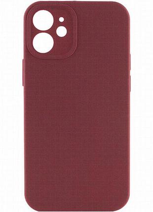 Чохол silk full camera protective (aa) no logo для apple iphone 12 (6.1") бордовий / plum