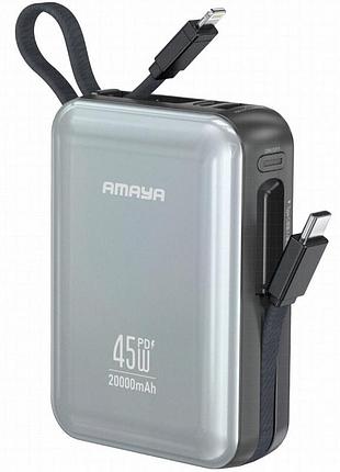 Портативний зп power bank amaya f213c pd45w with cable 20000 mah gun metal