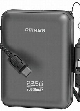 Портативний зп power bank amaya f237c pd22.5w with cable 20000 mah grey