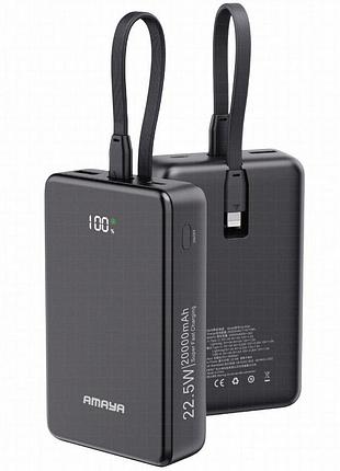 Портативний зп power bank amaya f230c pd22.5w with cable 20000 mah black