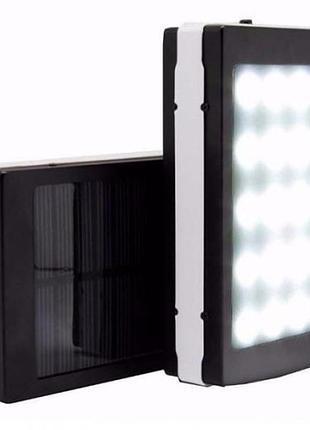 Power bank solar 9000 ма·ч с солнечной панелью и led-фонариком, черный