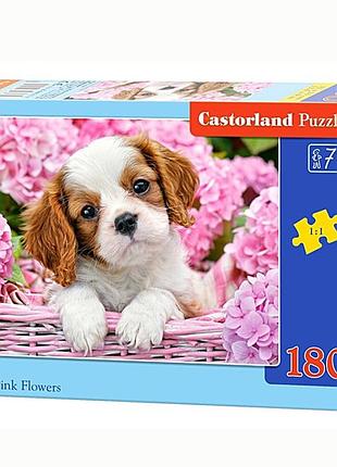 Пазлы castorland щенок в розовых цветах 32х23 см 180 шт. (b-018185)