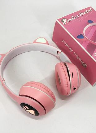 Наушники с ушками и подсветкой cat cat vzv 23m, беспроводные блютуз детские наушники с кошачьими ушками tj-27 top shop ua_