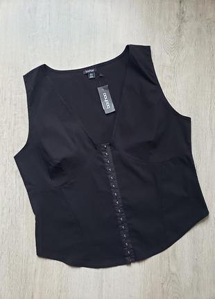 Топ корсет boohoo, блуза без рукавів, желет стрейчевий з застібкою-гачками по переду 20 р-ру.