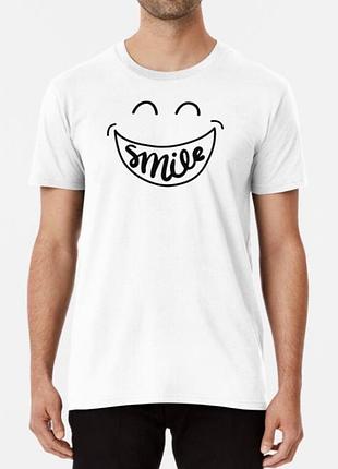 Мужская и женская футболка с принтом smile смайл белый m
