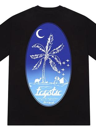 Черная футболка trapstar sun will rise с принтом пальмы и надписью на спине 100% хлопок уличный стиль